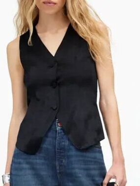 Madewell Black V-Neck Button Front Women's Vest